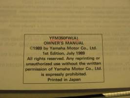 Yamaha YFM350FW(A) owner´s manual käyttöohjekirja