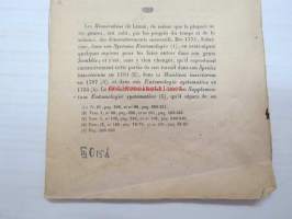 Notice sur les Hémérobides de Belqique, par C. Wesmael, tieteellinen tutkielma, eripainos, 1 kuvataulu, tekijän omakätinen omiste W. Nylanderille