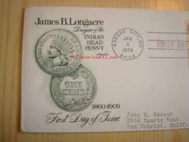 Indian Head Penny, 1978, USA, ensipäiväkuori, FDC. Katso myös muut kohteeni, mm. noin 1 200 erilaista amerikkalaista ensipäiväkuorta 1920-luvulta 2000-luvulle.