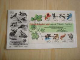 Eläimiä ja lintuja, Kanada / USA, ensipäiväkuori, FDC. Kahdeksan erilaisen postimerkin täysi arkki kuoressa, hieno. Katso myös muut kohteeni, mm. noin 1 200