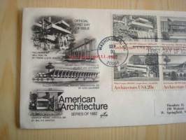 Eero Saarinen ja kolme muuta arkkitehtia, American Architecture, 1982, USA, ensipäiväkuori, FDC. Katso myös muut kohteeni, mm. noin 1 200 erilaista