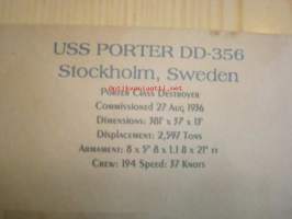 U.S.S. Porter DD-356 sotalaivan vierailu Tukholmassa, 1936, USA, ensipäiväkuori, FDC, tätä kuorta tehty vain 2 kpl ja tämä on numero: 2/2. Katso myös muut