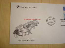 Space Achievement, Kennedy Space Center, Florida, 1981, USA, ensipäiväkuori, FDC. Katso myös muut kohteeni, mm. noin 1 200 erilaista amerikkalaista