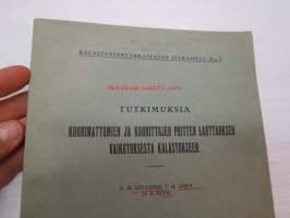 Tutkimuksia kuorimattomien ja kuorittujen puitten lauttauksen vaikutuksesta kalastukseen. - Kalastustentarkastajan julkaisuja nr 7.