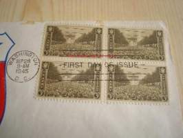 WWII, U.S. Army, 2. maailmansota, 1945, USA, ensipäiväkuori, FDC. Katso myös muut kohteeni, mm. noin 1 200 erilaista amerikkalaista ensipäiväkuorta