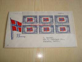 WWII, miehitetyt valtiot, Norja, 2. maailmansota, 1943, USA, ensipäiväkuori, FDC, kuudella postimerkillä. Katso myös muut kohteeni, mm. noin 1 200 erilaista