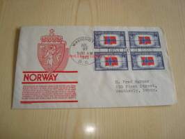 WWII, miehitetyt valtiot, Norja, 2. maailmansota, 1943, USA, ensipäiväkuori, FDC, neljällä postimerkillä. Katso myös muut kohteeni, mm. noin 1 200 erilaista