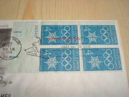 Talviolympialaiset, 1960, Olympic Valley, USA, ensipäiväkuori, FDC. Katso myös muut kohteeni, mm. noin 1 200 erilaista amerikkalaista ensipäiväkuorta