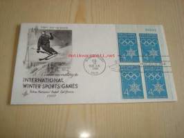 Talviolympialaiset, 1960, Olympic Valley, USA, ensipäiväkuori, FDC. Katso myös muut kohteeni, mm. noin 1 200 erilaista amerikkalaista ensipäiväkuorta