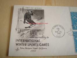 Talviolympialaiset, 1960, Olympic Valley, USA, ensipäiväkuori, FDC. Katso myös muut kohteeni, mm. noin 1 200 erilaista amerikkalaista ensipäiväkuorta