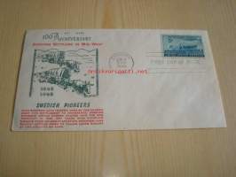 Swedish Pioneers, 1948, USA, ensipäiväkuori, FDC. Katso myös muut kohteeni, mm. noin 1 200 erilaista amerikkalaista ensipäiväkuorta 1920-luvulta 2000-luvulle.