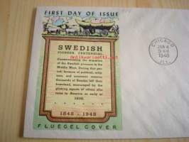 Swedish Pioneers, 1948, USA, ensipäiväkuori, FDC. Katso myös muut kohteeni, mm. noin 1 200 erilaista amerikkalaista ensipäiväkuorta 1920-luvulta 2000-luvulle.
