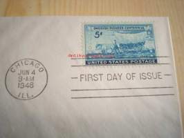 Swedish Pioneers, 1948, USA, ensipäiväkuori, FDC. Katso myös muut kohteeni, mm. noin 1 200 erilaista amerikkalaista ensipäiväkuorta 1920-luvulta 2000-luvulle.