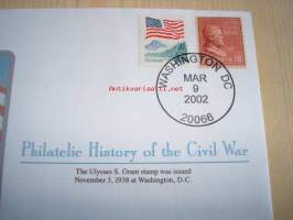 USA sisällissota, Civil War, Kenraali Grant, 2002, USA, ensipäiväkuori, FDC. Katso myös muut kohteeni, mm. noin 1 200 erilaista amerikkalaista ensipäiväkuorta