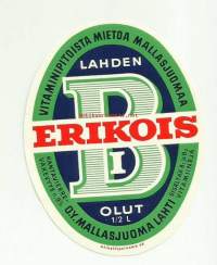 Lahden Erikois B I  Olut -  olutetiketti