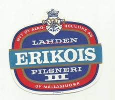 Lahden Erikois III Pilsneri -  olutetiketti