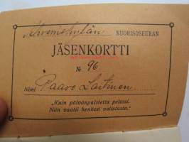Nuorisoseurojen sääntöjä - Ahveniskylän nuorisoseuran säännöt, jäsenkortti nr 96 - Paavo Laitinen