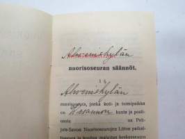 Nuorisoseurojen sääntöjä - Ahveniskylän nuorisoseuran säännöt, jäsenkortti nr 96 - Paavo Laitinen