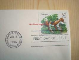 Eohippus, Prehistoric Animals, 1996, USA, ensipäiväkuori, FDC. Katso myös muut kohteeni, mm. noin 1 200 erilaista amerikkalaista ensipäiväkuorta 1920-luvulta