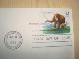 Mastodontti, Mastodon, Prehistoric Animals, 1996, USA, ensipäiväkuori, FDC. Katso myös muut kohteeni, mm. noin 1 200 erilaista amerikkalaista ensipäiväkuorta