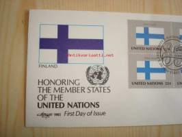 Finland, Honoring the Member States of the United Nations, 1985, USA, ensipäiväkuori, FDC, hieno. Katso myös muut kohteeni, mm. noin 1 200 erilaista