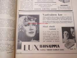 Kotiliesi 1933 nr 12, ilmestynyt 15.6.1933, kesäkuu II - Juhannusnumero, sis. mm. seur. artikkelit / kuvat / mainokset; Kansikuvitus Rudolf Koivu, Havi Benzit