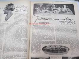 Kotiliesi 1933 nr 12, ilmestynyt 15.6.1933, kesäkuu II - Juhannusnumero, sis. mm. seur. artikkelit / kuvat / mainokset; Kansikuvitus Rudolf Koivu, Havi Benzit