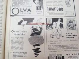 Kotiliesi 1933 nr 12, ilmestynyt 15.6.1933, kesäkuu II - Juhannusnumero, sis. mm. seur. artikkelit / kuvat / mainokset; Kansikuvitus Rudolf Koivu, Havi Benzit