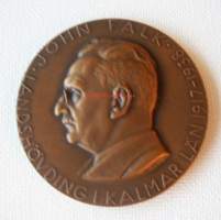 John Ludvig Falk,1873 - 1956 i Stockholm, ämbetsman och landshövding, K H / Sporrong. mitali ,   taidemitali 50 mm
