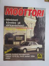 Moottori 1983 nr 14-15, sis. mm. seur. artikkelit / kuvat / mainokset; Ministeri kävelee yli virkamiehen?, Näkö ja nopeus, Honda Accord turvajarruin, Talbot 1510