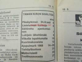 Koneviesti 1968 nr 14, sis. mm. seur. artikkelit / kuvat / mainokset; Uudet ilmajäähdytteiset Deutzit, Kuorimakoneiden valmistus seuraa kehitystä, Ajopuimurit