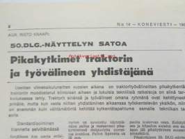 Koneviesti 1968 nr 14, sis. mm. seur. artikkelit / kuvat / mainokset; Uudet ilmajäähdytteiset Deutzit, Kuorimakoneiden valmistus seuraa kehitystä, Ajopuimurit