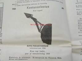Koneviesti 1968 nr 18, sis. mm. seur. artikkelit / kuvat / mainokset; Noukinvaunu-rehunkorjuun erikoiskone, Metsätraktoriurakoitsijan arkipäivää,