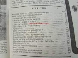 Koneviesti 1968 nr 19, sis. mm. seur. artikkelit / kuvat / mainokset; Kaksivipuohjaus traktorikaivurissa Moottorisahat 1968 ryhmäesittely kuvat ja tekniset tiedot,