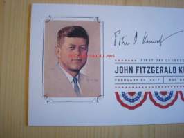 Presidentti John F. Kennedy, ilmestyi 20.02.2017, USA, ensipäiväkuori, FDC, hieno, tätä kuorta tehty vain 5 kpl. JFK:n 100-juhlavuotismerkki. Katso myös muut