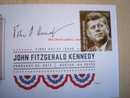 Presidentti John F. Kennedy, ilmestyi 20.02.2017, USA, ensipäiväkuori, FDC, hieno, tätä kuorta tehty vain 5 kpl. JFK:n 100-juhlavuotismerkki. Katso myös muut