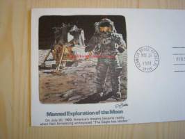 Manned Exploration of the Moon, 1981, USA, ensipäiväkuori, FDC, hieno. Katso myös muut kohteeni, mm. noin 1 200 erilaista amerikkalaista ensipäiväkuorta