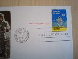 Manned Exploration of the Moon, 1981, USA, ensipäiväkuori, FDC, hieno. Katso myös muut kohteeni, mm. noin 1 200 erilaista amerikkalaista ensipäiväkuorta