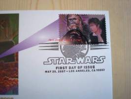 Star Wars, Han Solo &amp; Chewbacca, 2007, USA, ensipäiväkuori, FDC, hieno. Katso myös muut kohteeni, mm. noin 1 200 erilaista amerikkalaista ensipäiväkuorta
