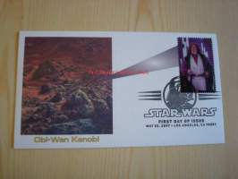 Star Wars, Obi-Wan Kenobi, 2007, USA, ensipäiväkuori, FDC, hieno. Katso myös muut kohteeni, mm. noin 1 200 erilaista amerikkalaista ensipäiväkuorta