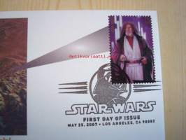 Star Wars, Obi-Wan Kenobi, 2007, USA, ensipäiväkuori, FDC, hieno. Katso myös muut kohteeni, mm. noin 1 200 erilaista amerikkalaista ensipäiväkuorta