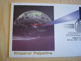 Star Wars, Emperor Palpatine, 2007, USA, ensipäiväkuori, FDC, hieno. Katso myös muut kohteeni, mm. noin 1 200 erilaista amerikkalaista ensipäiväkuorta