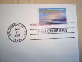 Oklaholma Statehood Centennial, 2007, USA, ensipäiväkuori, FDC, hieno. Katso myös muut kohteeni, mm. noin 1 200 erilaista amerikkalaista ensipäiväkuorta