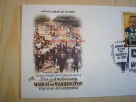 Martin Luther King Jr., 1963 March on Washington, 2005/2013, USA, ensipäiväkuori, FDC, hieno. Katso myös muut kohteeni, mm. noin 1 200 erilaista amerikkalaista