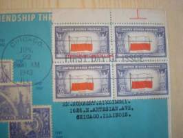 2. maailmansota, WWII, miehitetety valtiot: Puola, 1943, USA, ensipäiväkuori, FDC, hieno ja harvinainen, minulla on sama kuori myös yhdellä ja kahdella