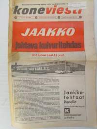 Koneviesti 1969 nr 1, sis. mm. seur. artikkelit / kuvat / mainokset; Kotimainen monitoimikone Pika-50 karsii ja katkoo, TR-Hydropankko - Hydraulinen painonsiirto