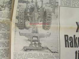 Koneviesti 1969 nr 1, sis. mm. seur. artikkelit / kuvat / mainokset; Kotimainen monitoimikone Pika-50 karsii ja katkoo, TR-Hydropankko - Hydraulinen painonsiirto