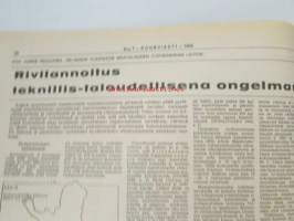 Koneviesti 1969 nr 1, sis. mm. seur. artikkelit / kuvat / mainokset; Kotimainen monitoimikone Pika-50 karsii ja katkoo, TR-Hydropankko - Hydraulinen painonsiirto