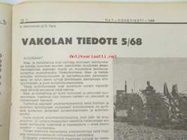 Koneviesti 1969 nr 1, sis. mm. seur. artikkelit / kuvat / mainokset; Kotimainen monitoimikone Pika-50 karsii ja katkoo, TR-Hydropankko - Hydraulinen painonsiirto