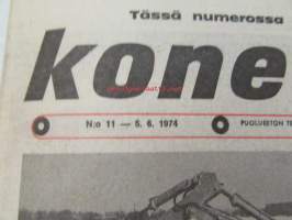 Koneviesti 1974 nr 11, sis. mm. seur. artikkelit / kuvat / mainokset; Täydennys Volvon Traktorisarjaan Malli T 500, 103 Lehmän parsipihatto,